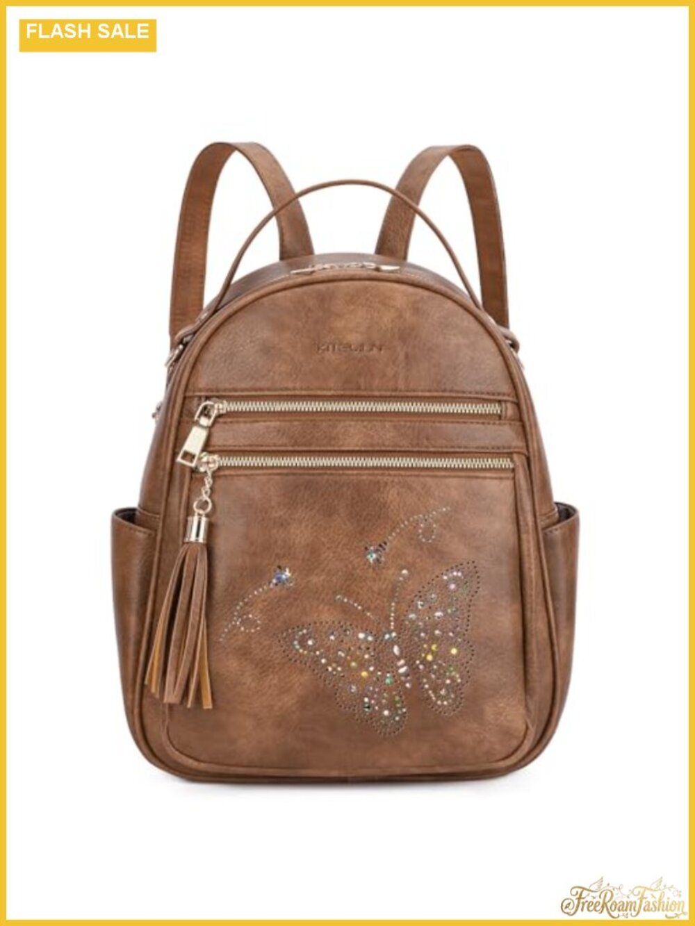 Butterfly PU Leather Women's Backpack Purse Mini Travel Daypack